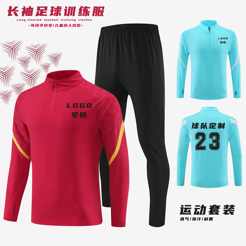 Half Zipper Long Sleeve Coat Long Sleeve Training Clothes Suit Men'S Football Clothes Training Clothes Appearance Clothes - Image 3